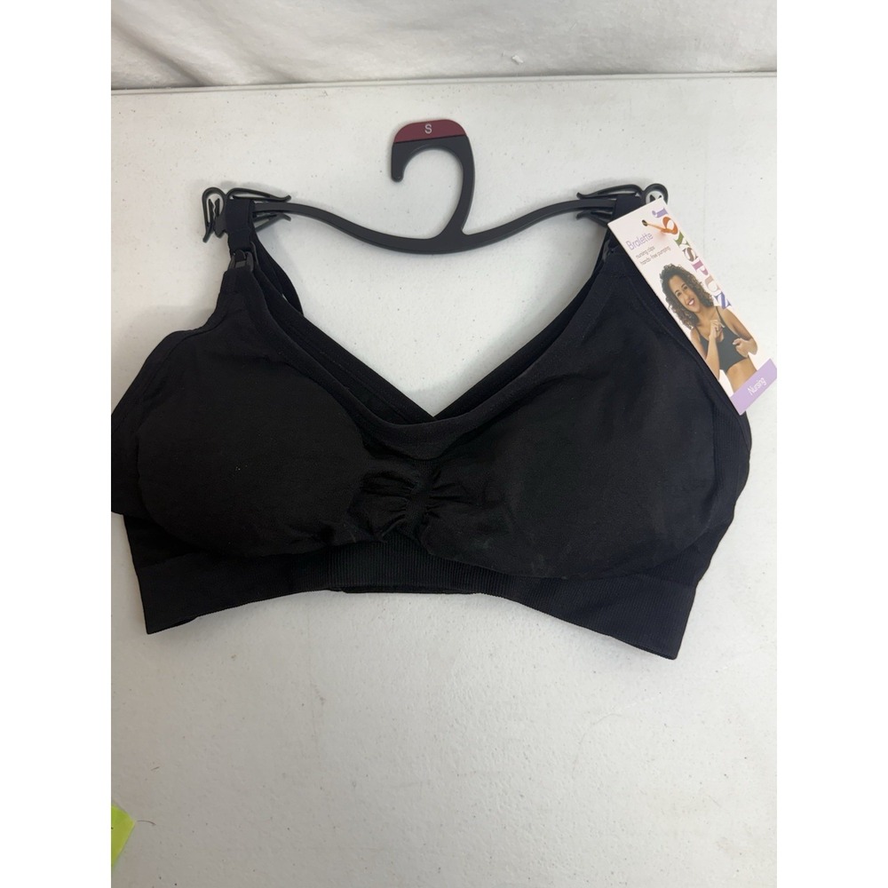 Black Joyspun Maternity Nursing Bralette W/Clips , Hands Free Pumping Size Small
